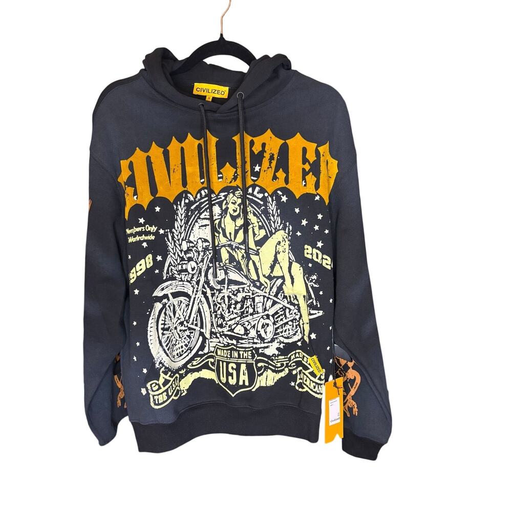 NWT SZ S - Civilized Motorcycle Hoodie